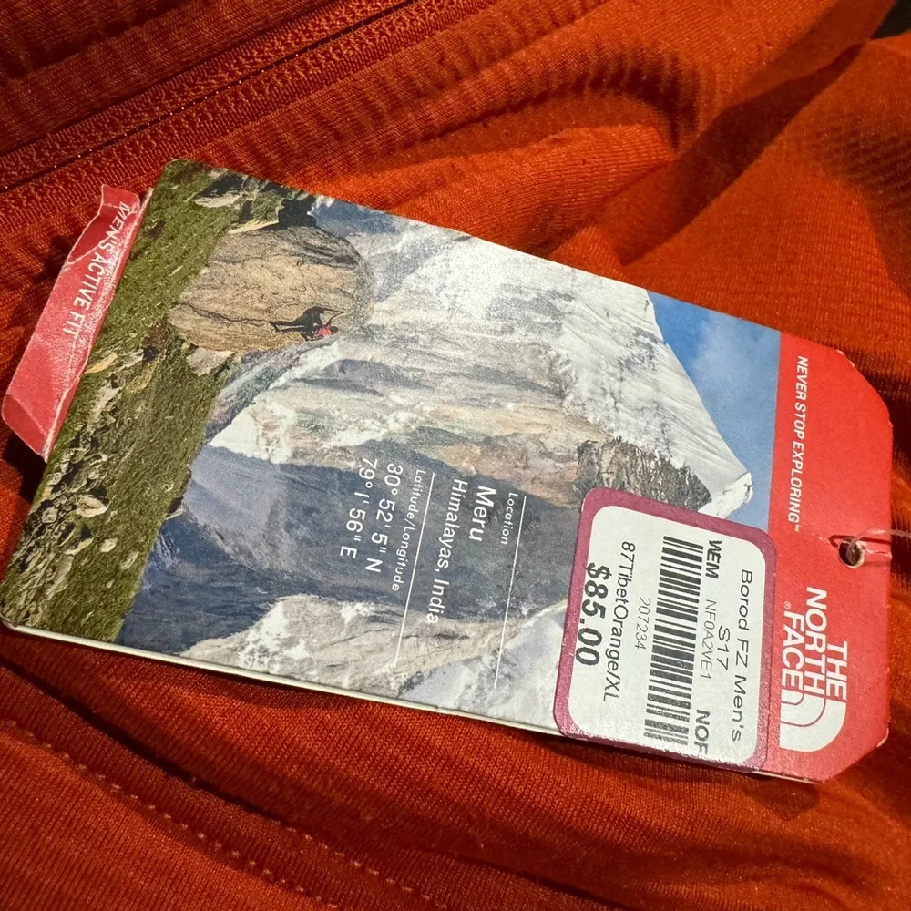 NWT The North Face Orange/Grey‎ Active Fit Borod Full Zip Jacket